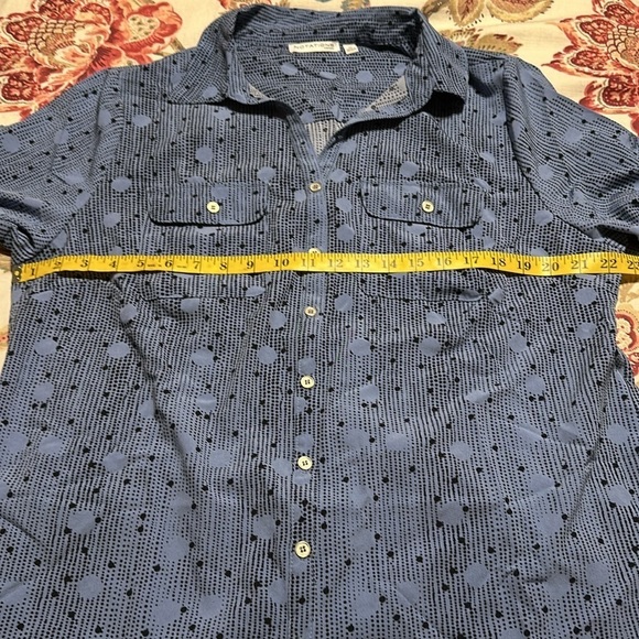 Notations Shirt Polka Dot Button Down w/ Roll Tab Sleeves & Pockets Top Size 1X - Picture 8 of 9